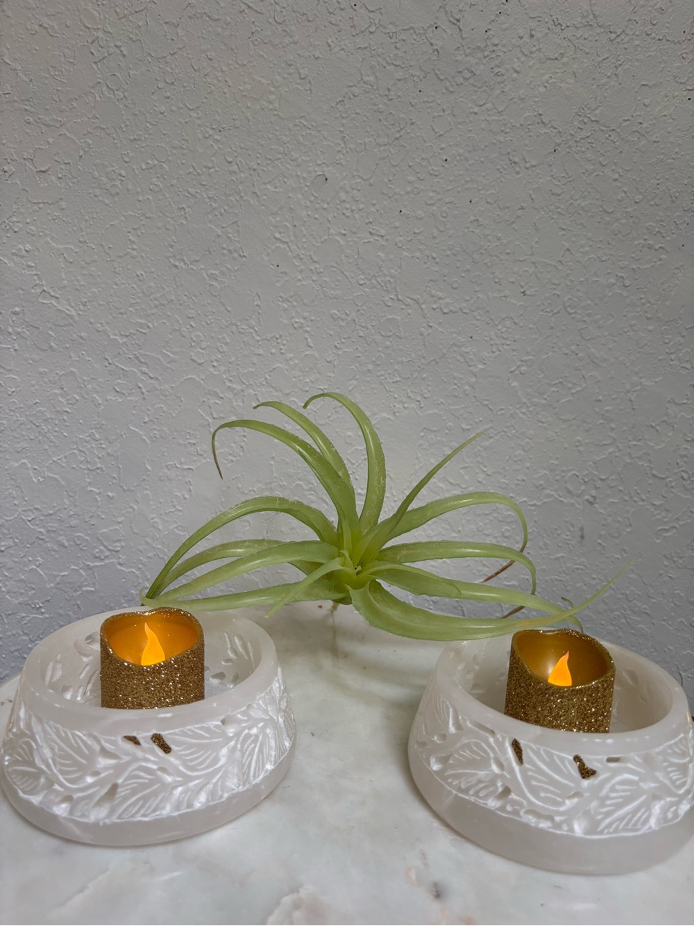 Vintage Albaster Candle Collars